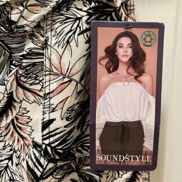 New Sound Style Rayon Shorts Women's Size M Tropical Print Belted Easy Fit Boho - Picture 8 of 11